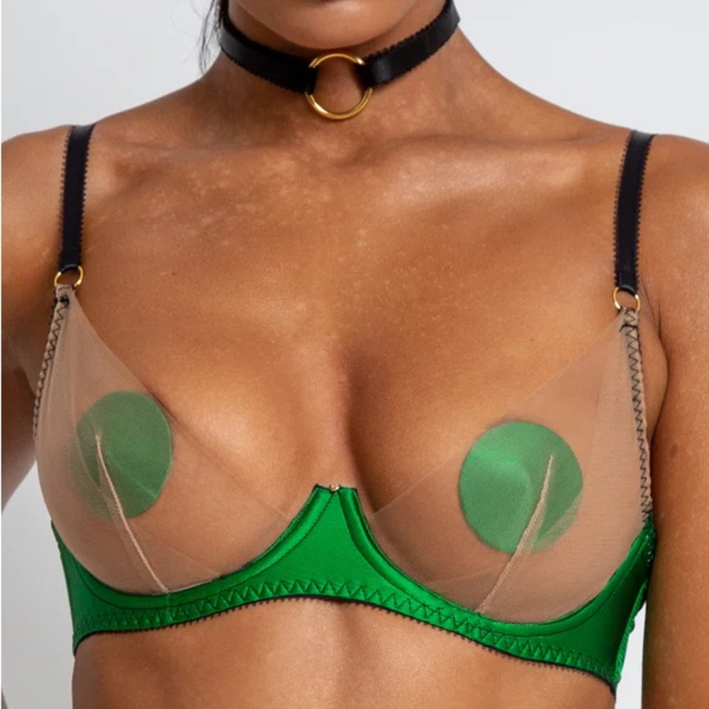 Edge O’Beyond Emerald Green Silk Nipple Pasties Boudoir Luxury Lingerie